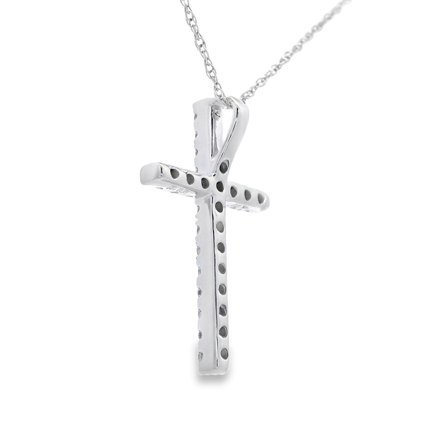 .19ct Diamond Cross Religious Pendant 14KT White Gold Bids.com