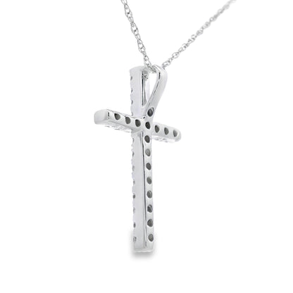 .19ct Diamond Cross Religious Pendant 14KT White Gold Bids.com
