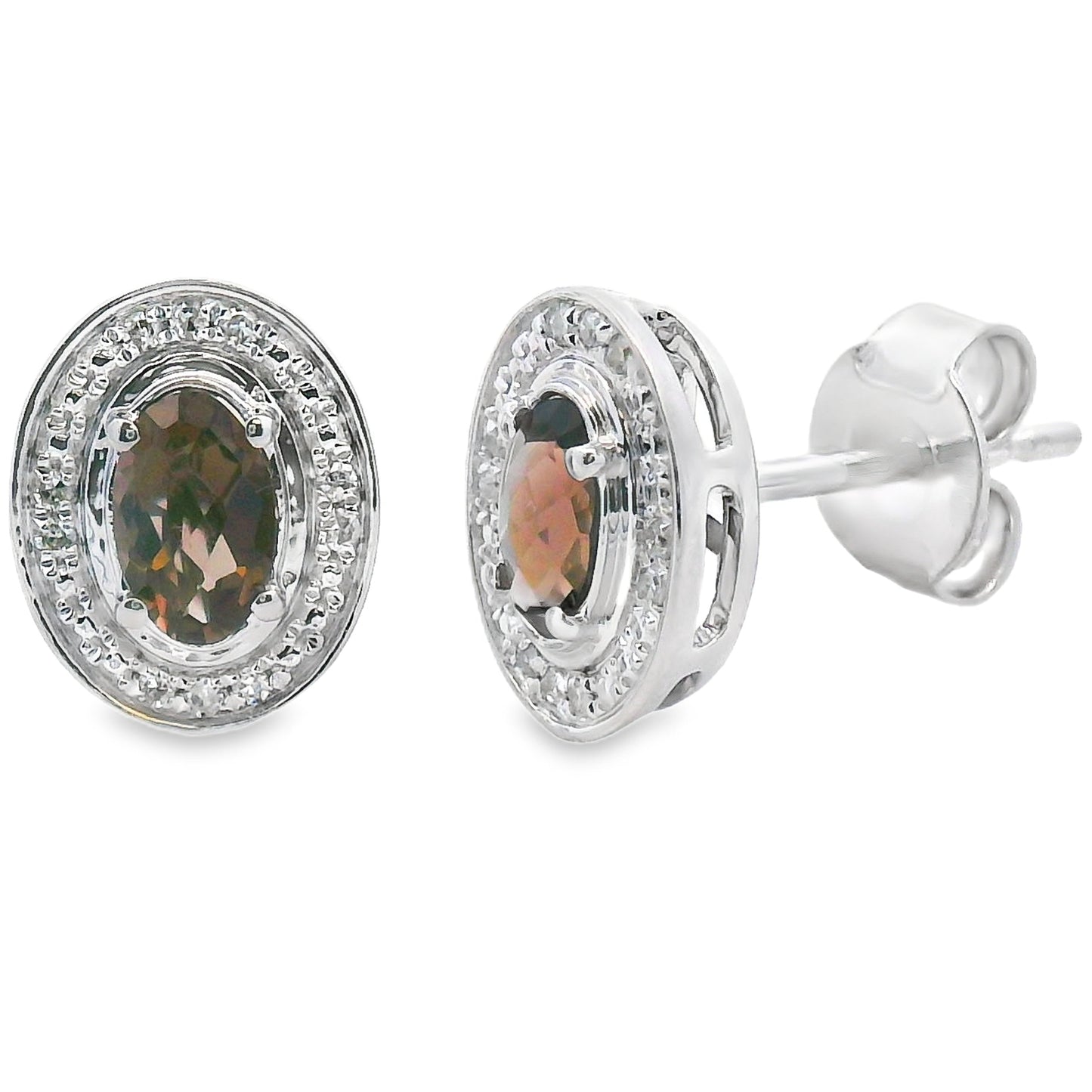 Genuine .45ct Quartz Diamond Earrings 10KT White Gold Bids.com