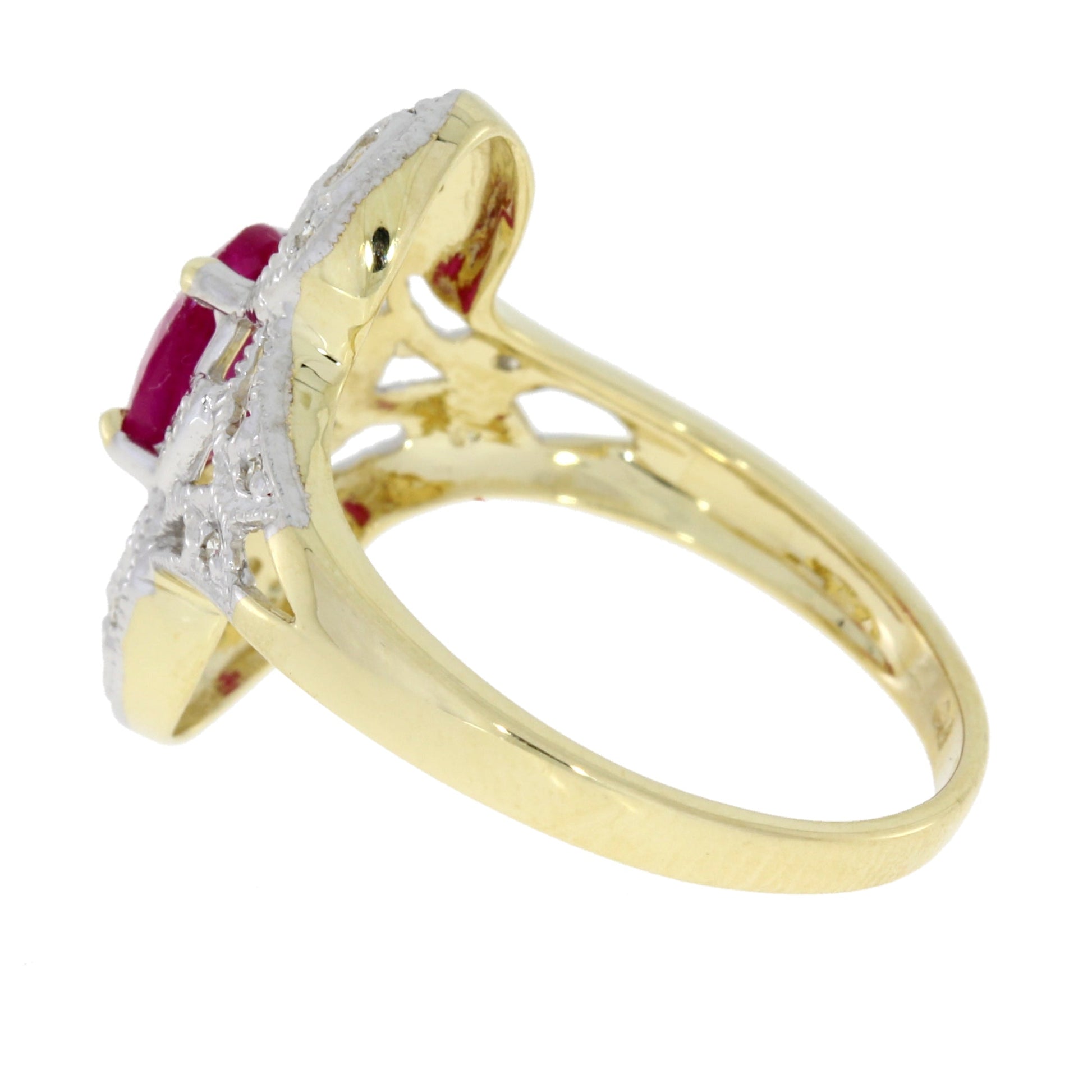 Genuine 1.05ct Ruby Diamond Ring 10KT Yellow Gold Bids.com