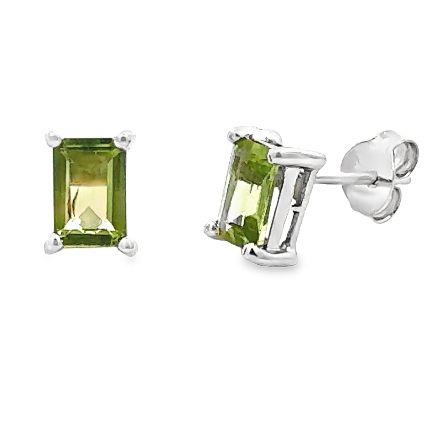 Natural 1.05ct Peridot Stud Earrings 10KT White Gold Bids.com