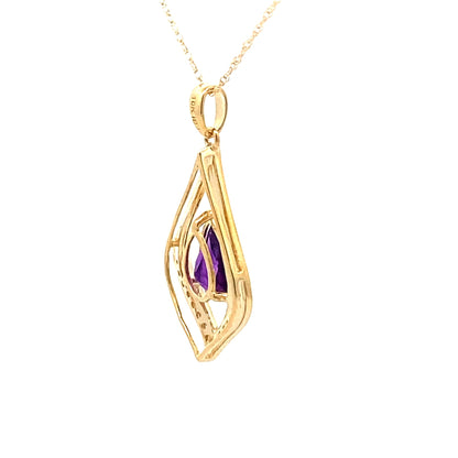 Amethyst Diamond Fashion Pendants 10KT Yellow Gold Bids.com