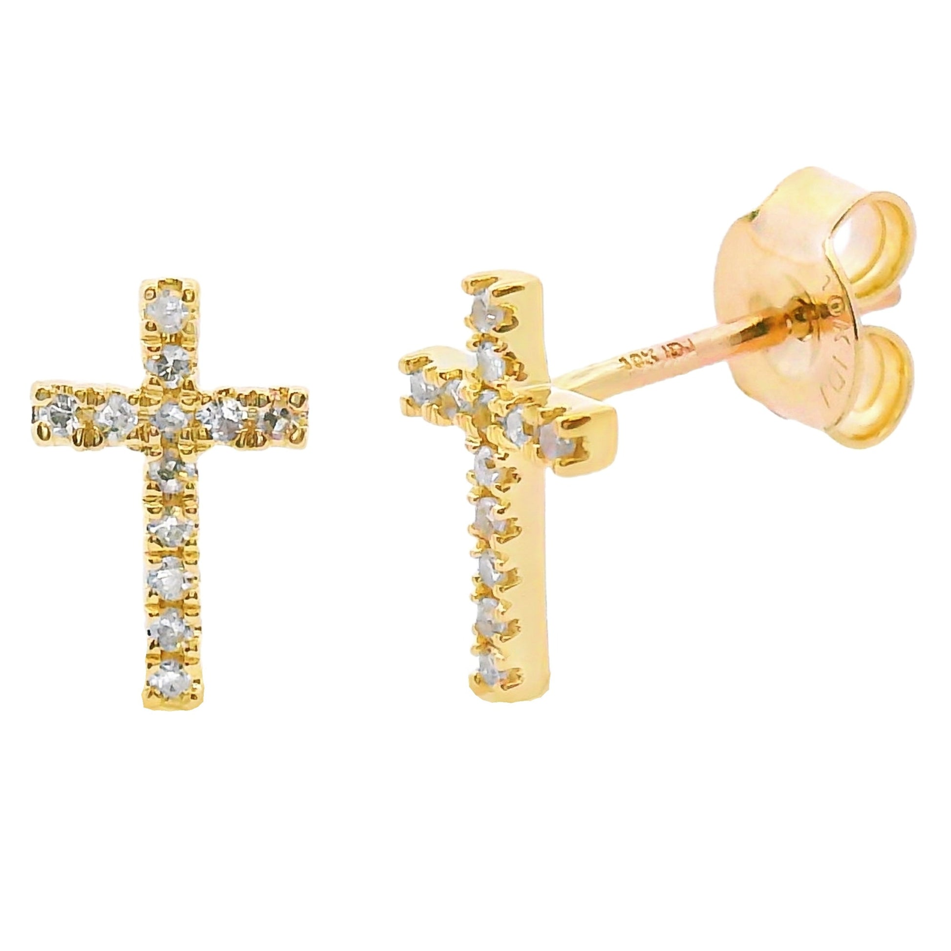 Genuine .10ct Diamond Cross Earrings 10KT Yellow Gold Bids.com