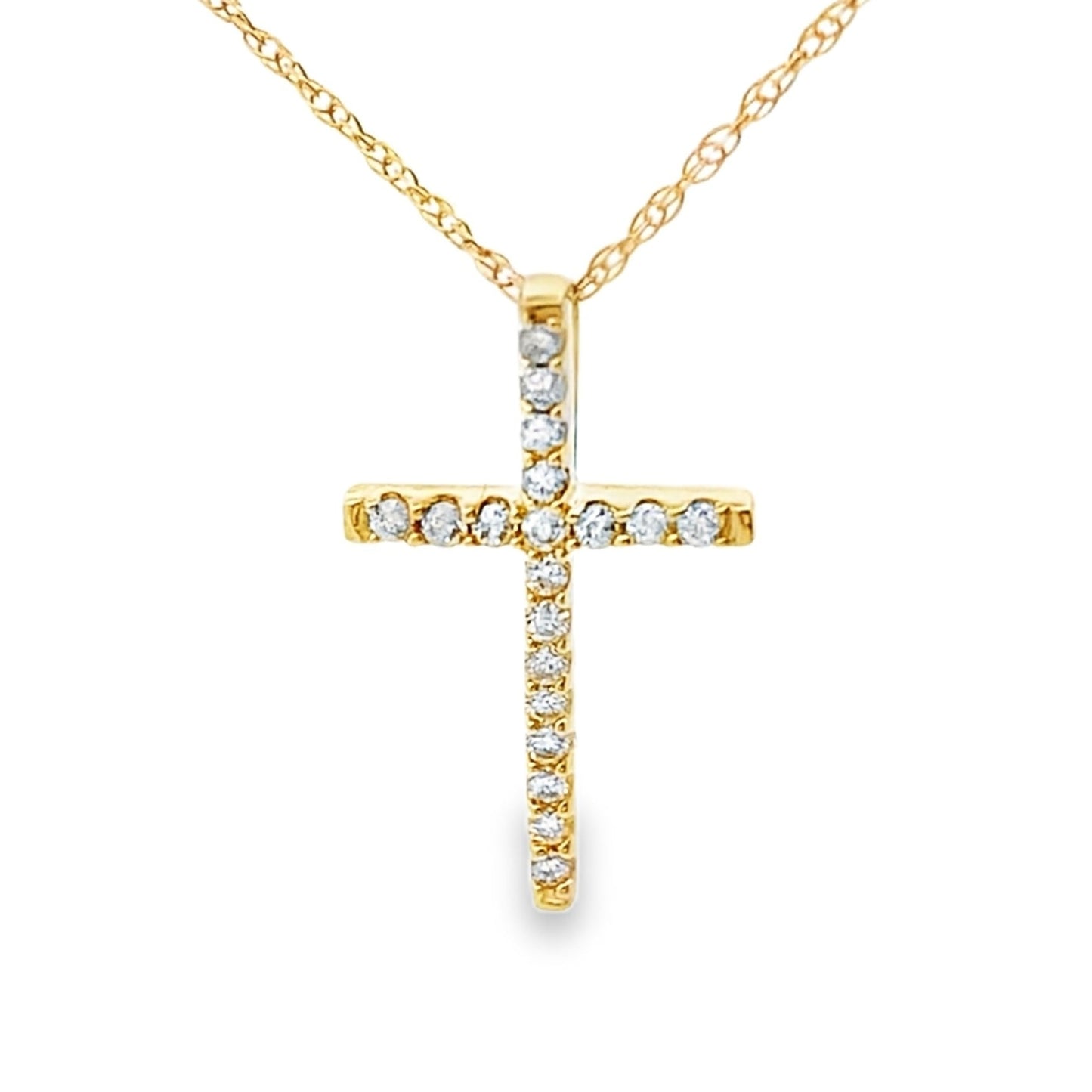 .10ct Diamond Cross Religious Pendant 14KT Yellow Gold Bids.com