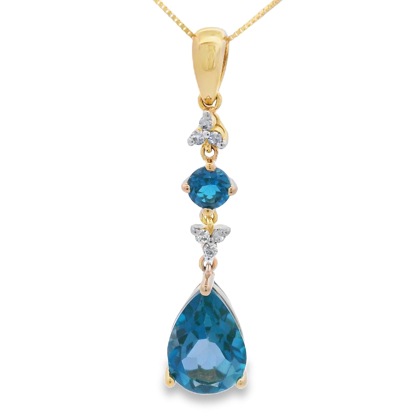 London Blue Topaz Fashion Pendants 10KT Yellow Gold Bids.com