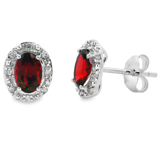 Genuine 1.18ct Garnet Diamond Earrings 10KT White Gold Bids.com