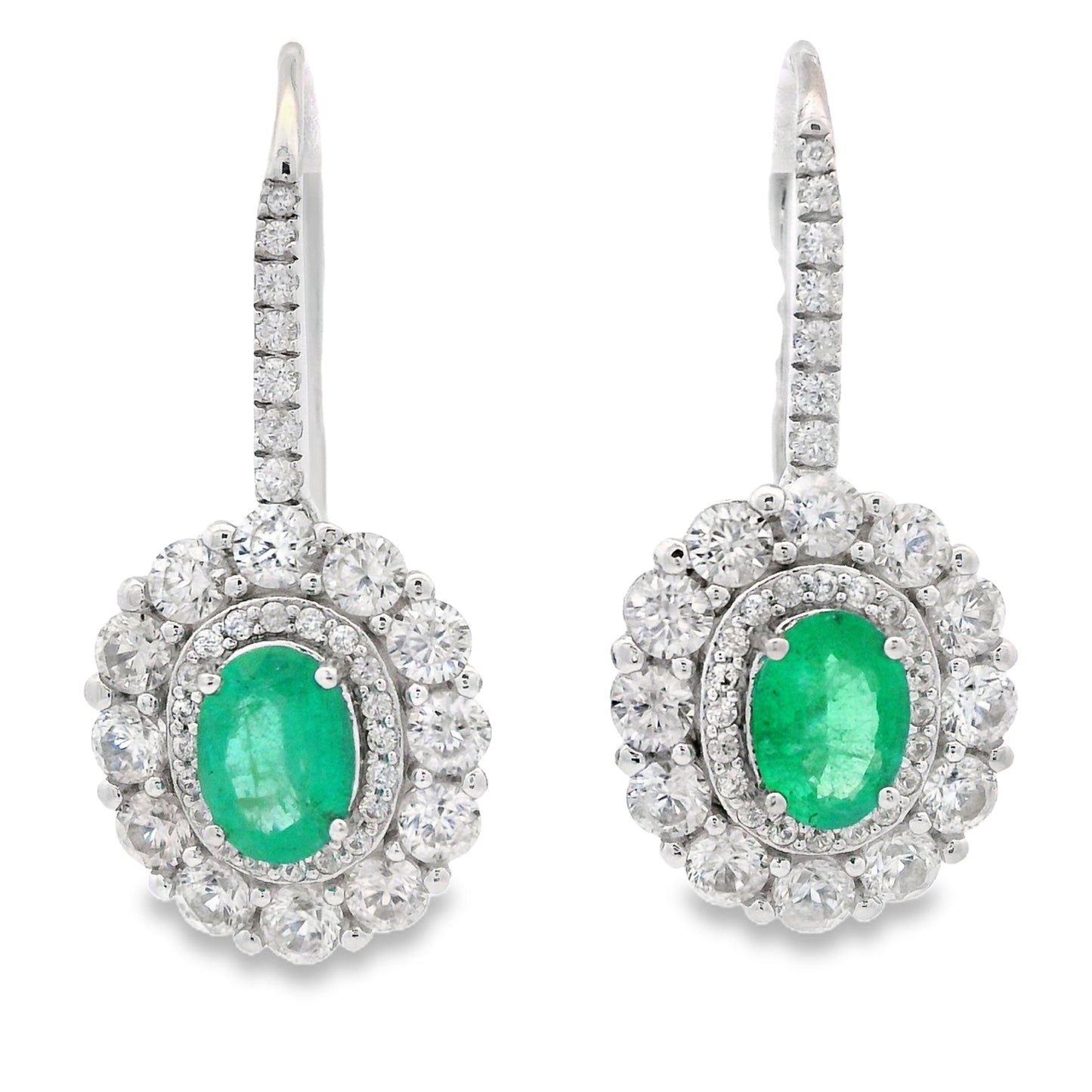 5.28ct Emerald Zircon Dangle Earrings Sterling Silver Bids.com