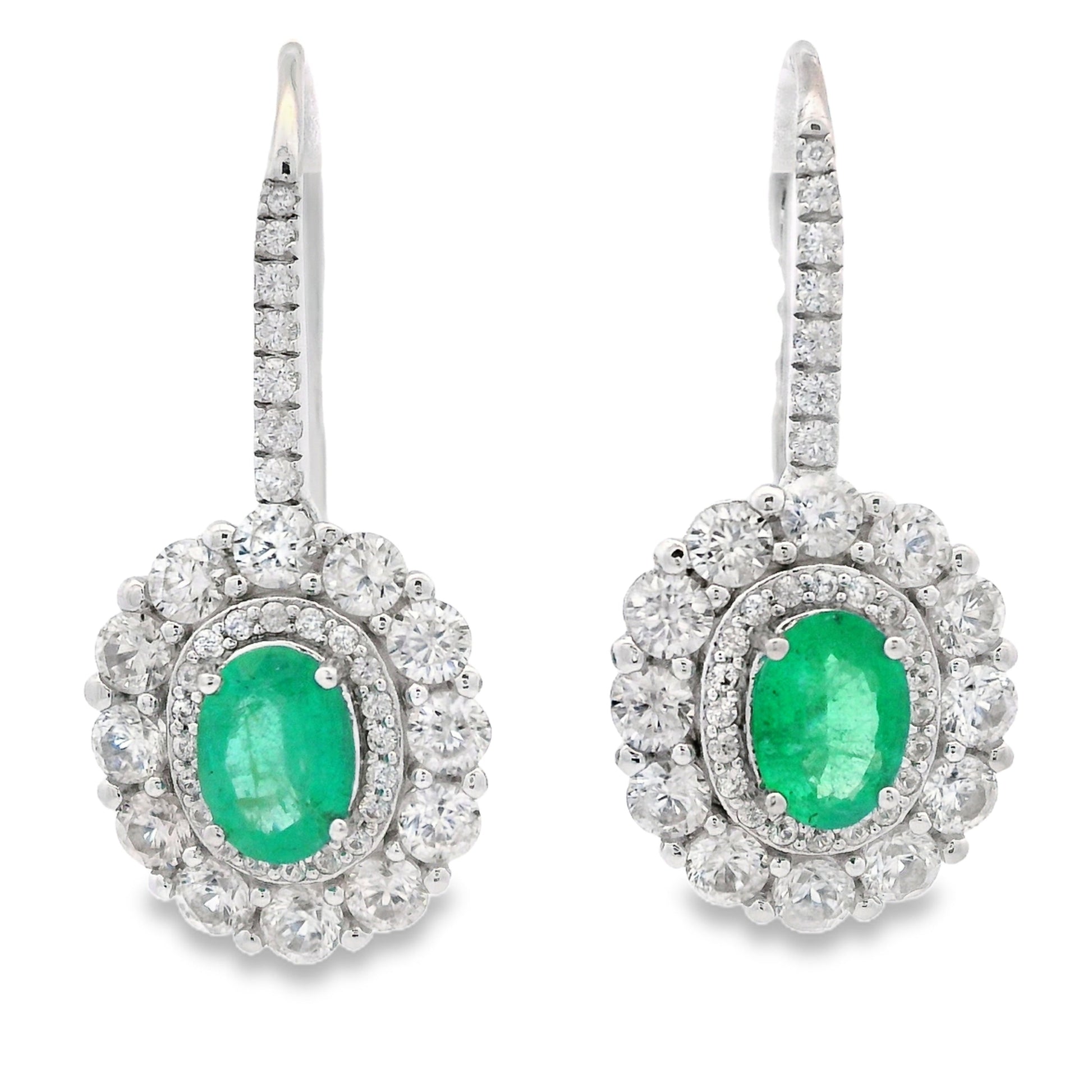 5.28ct Emerald Zircon Dangle Earrings Sterling Silver Bids.com