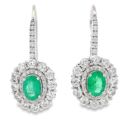 5.28ct Emerald Zircon Dangle Earrings Sterling Silver Bids.com