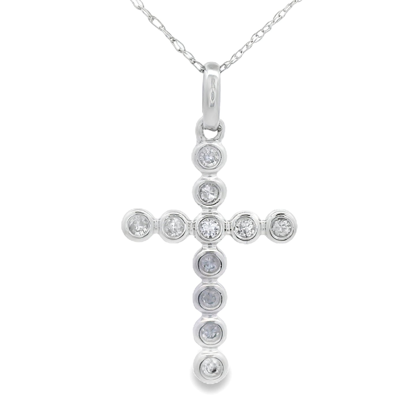.12ct Diamond Cross Religious Pendant 14KT White Gold Bids.com