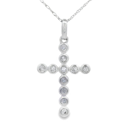 .12ct Diamond Cross Religious Pendant 14KT White Gold Bids.com