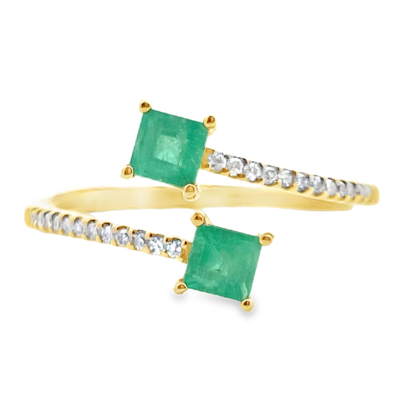Genuine .47ct Emerald Diamond Ring 14KT Yellow Gold Bids.com