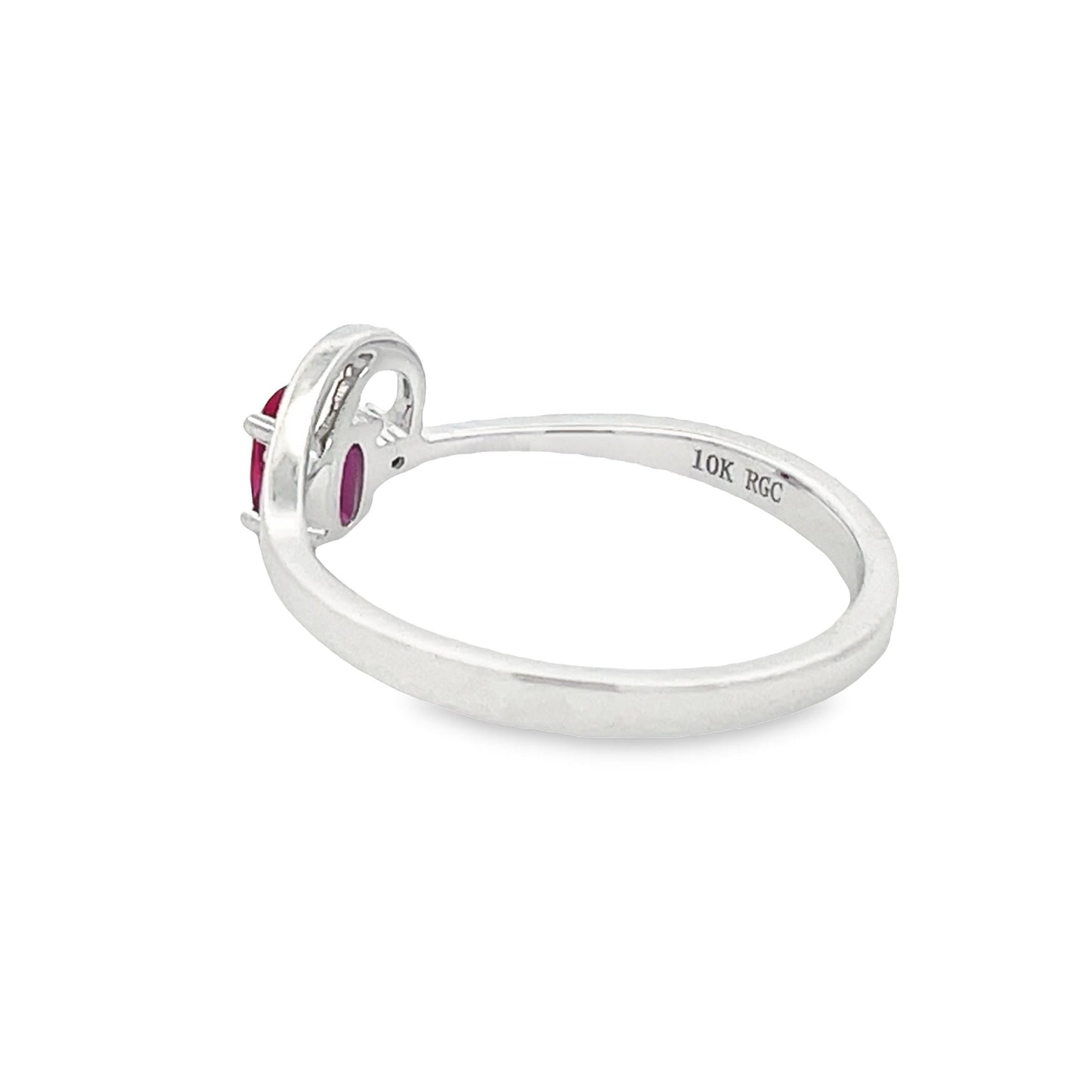 Genuine .02ct Created Ruby Diamond Ring 10KT White Gold Bids.com