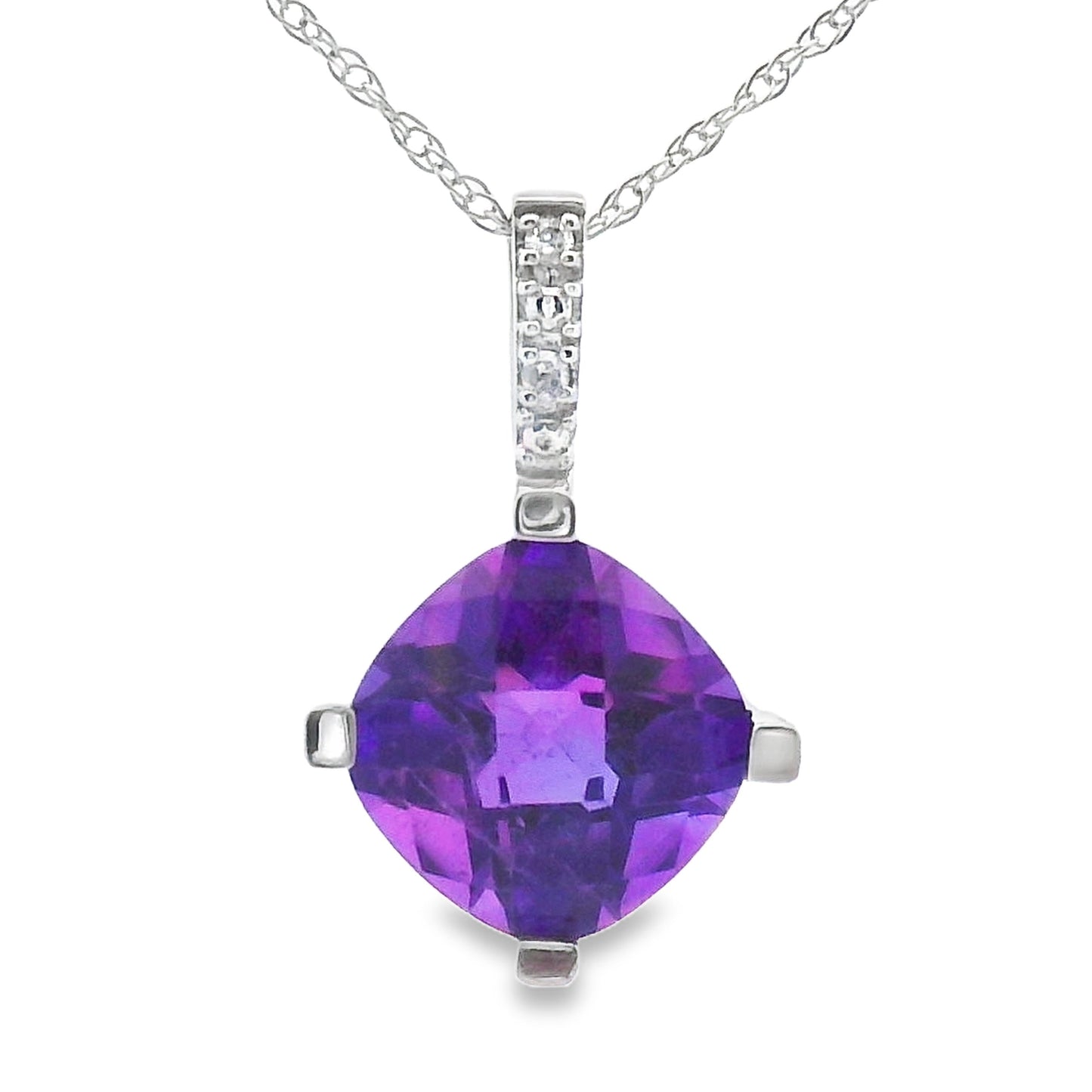 Amethyst Diamond Fashion Pendants 10KT White Gold Bids.com