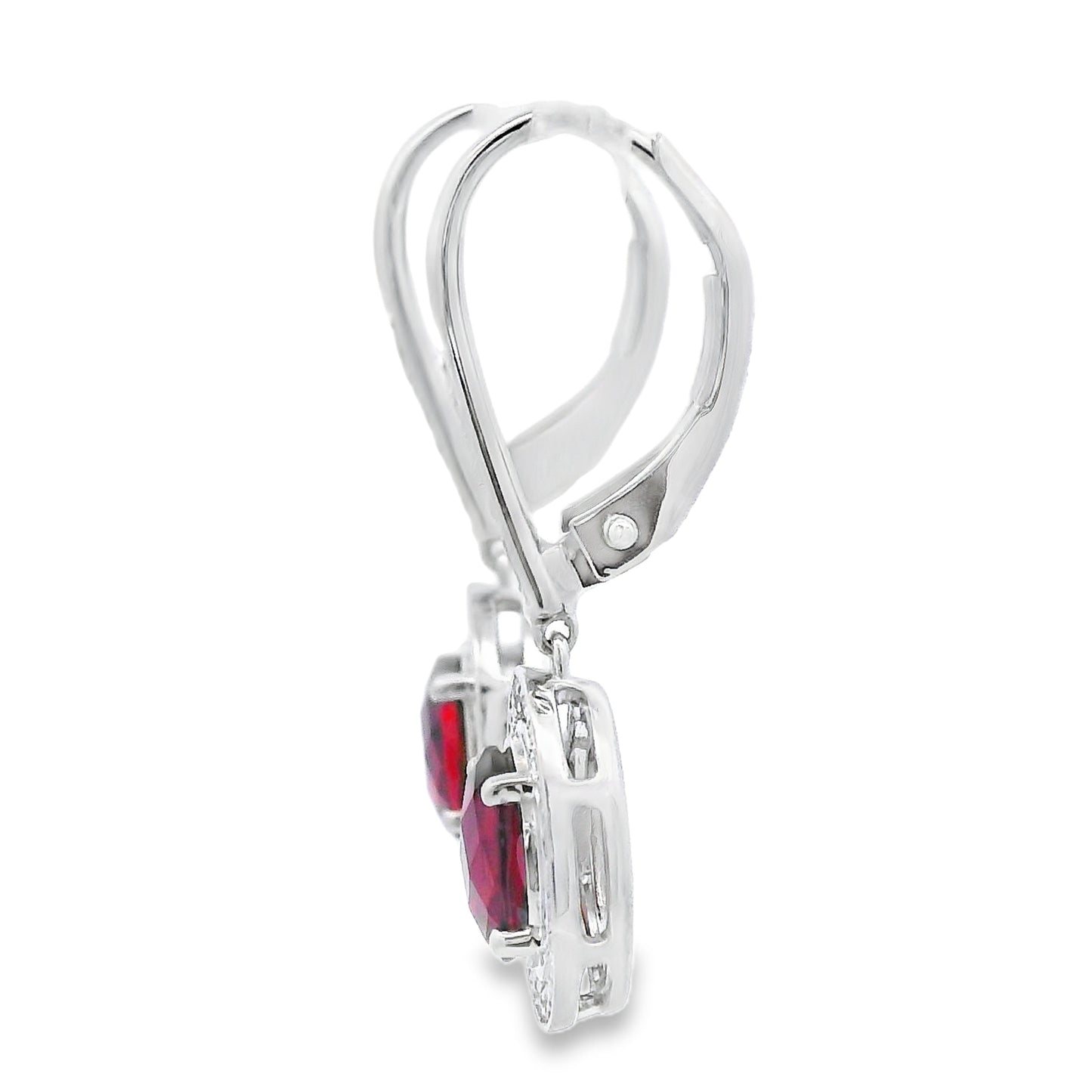 1.41ct Garnet Diamond Dangle Earrings 10KT White Gold Bids.com