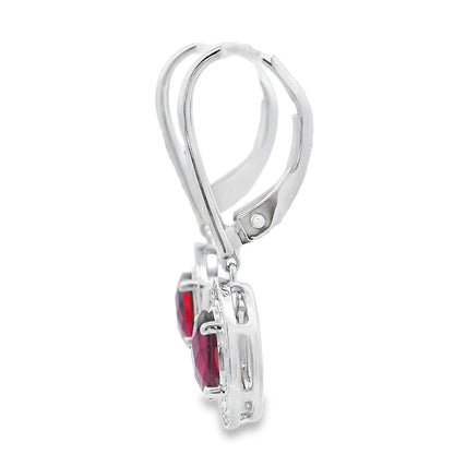1.41ct Garnet Diamond Dangle Earrings 10KT White Gold Bids.com