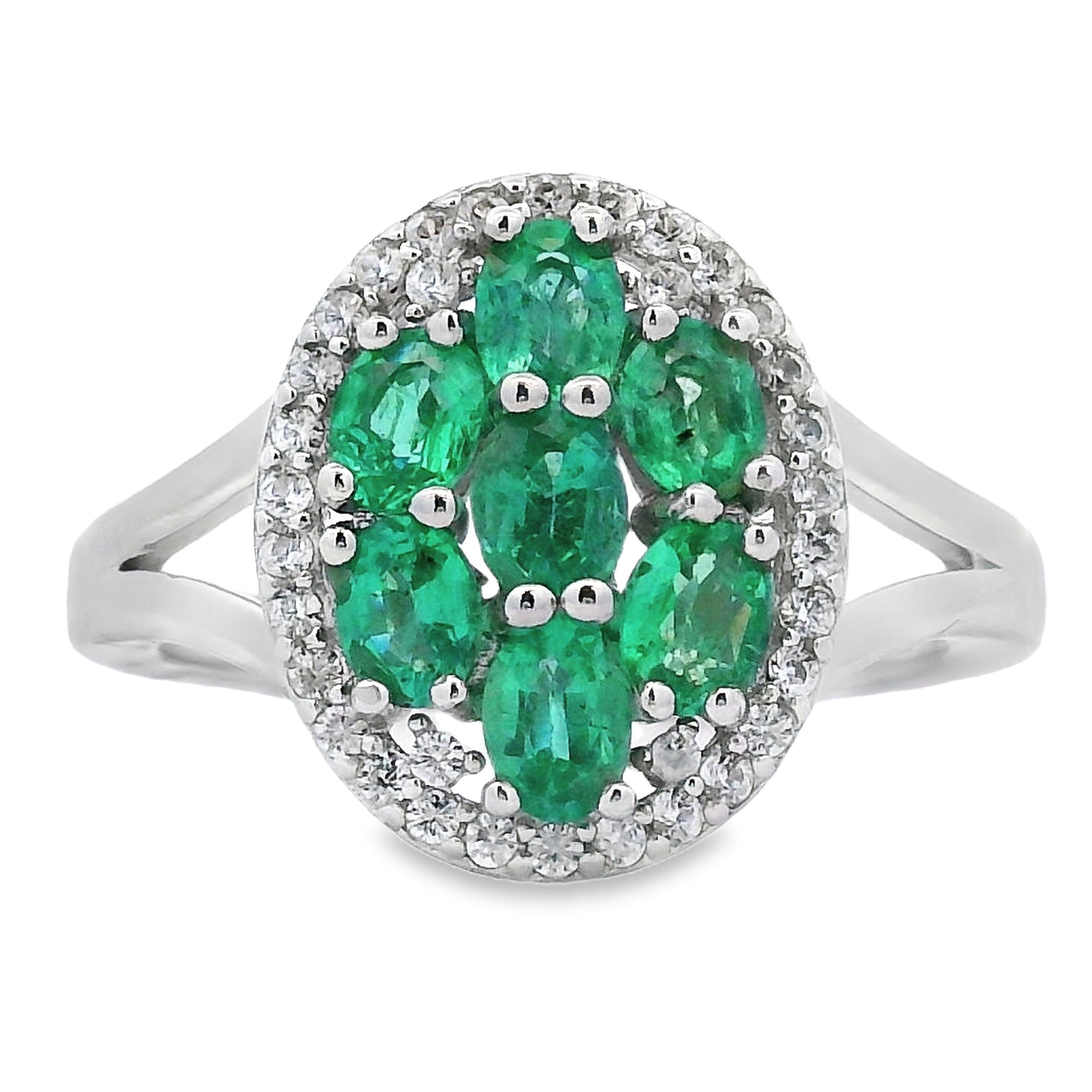 Genuine 1.44ct Emerald Zircon Ring Sterling Silver Bids.com
