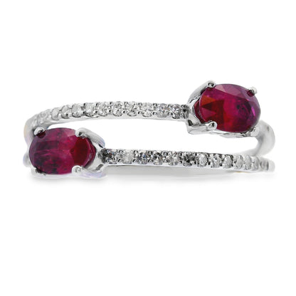 Genuine .73ct Ruby Diamond Ring 14KT White Gold Bids.com