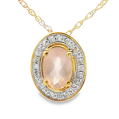 Rose Quartz Diamond Fashion Pendants 10KT Yellow Gold Bids.com