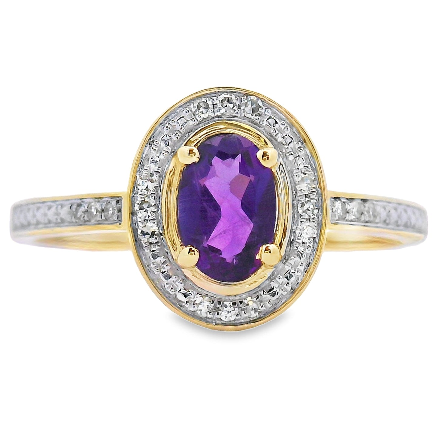 Natural .48ct Amethyst Diamond Ring 10KT Yellow Gold Bids.com