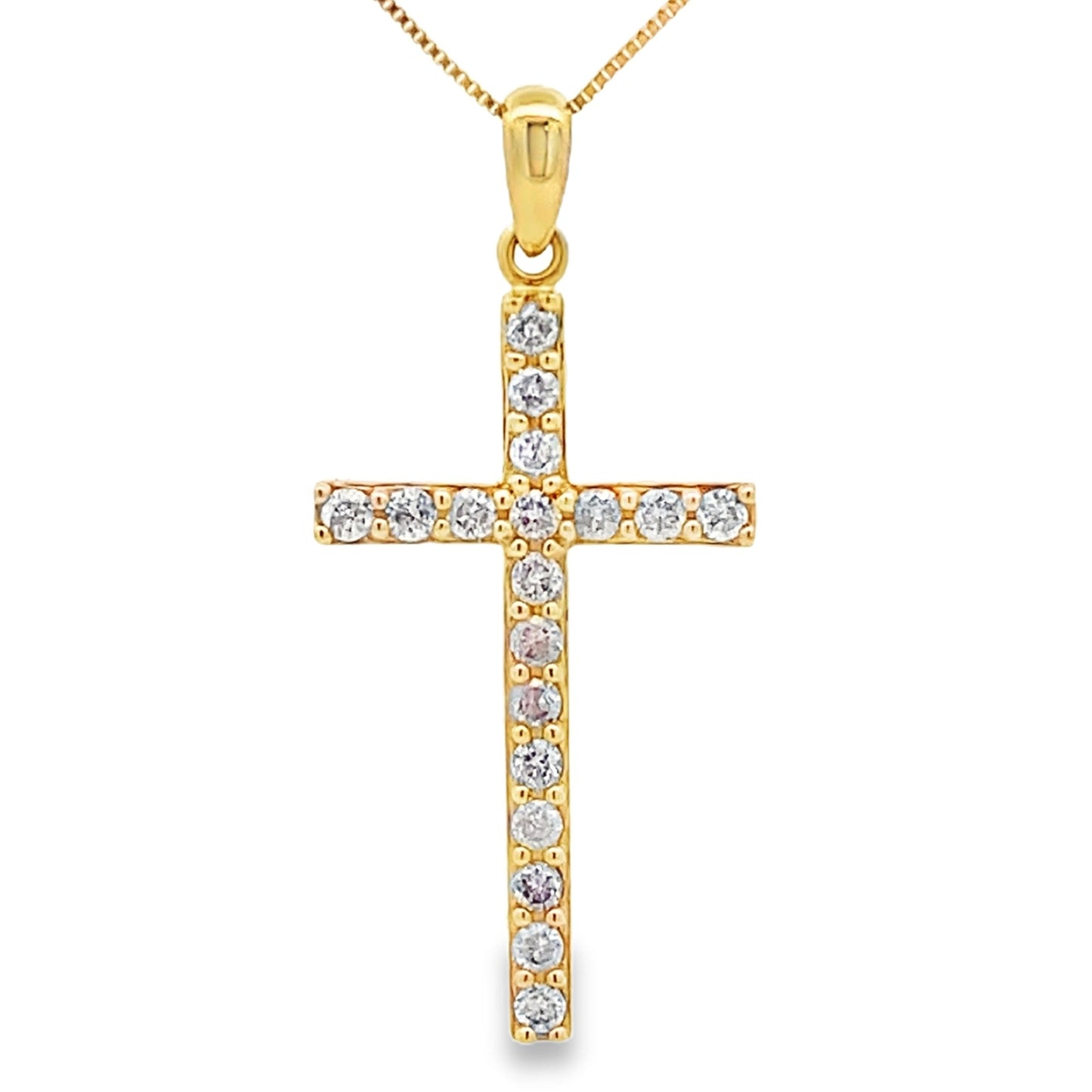 .25ct Diamond Cross Religious Pendant 14KT Yellow Gold Bids.com