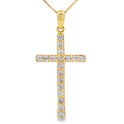 .25ct Diamond Cross Religious Pendant 14KT Yellow Gold Bids.com