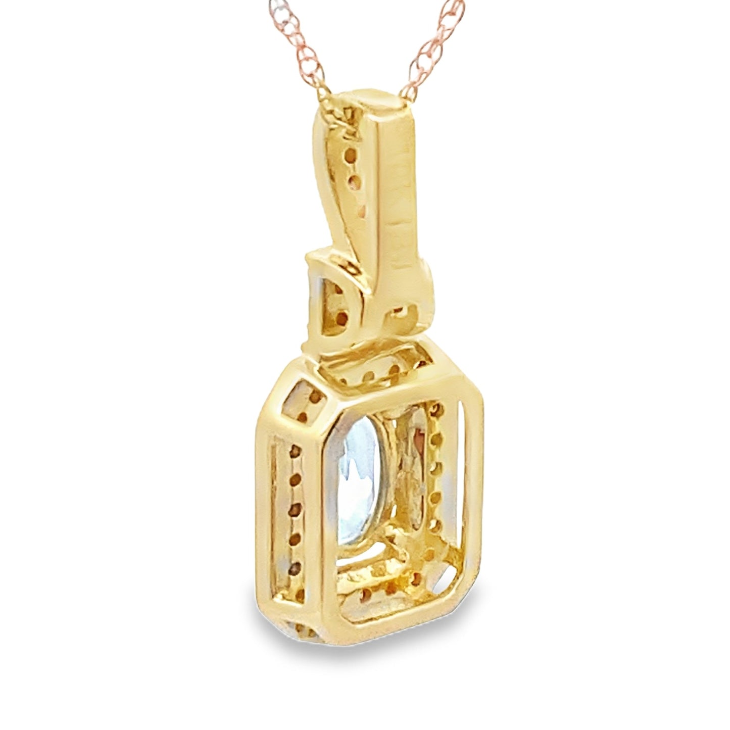 Aquamarine Diamond Fashion Pendants 10KT Yellow Gold Bids.com