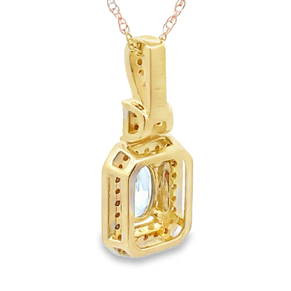 Aquamarine Diamond Fashion Pendants 10KT Yellow Gold Bids.com