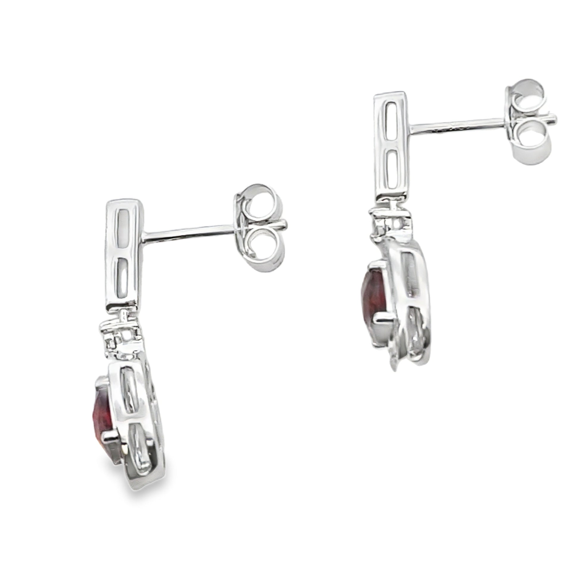 1.20ct Garnet Diamond Dangle Earrings 10KT White Gold Bids.com