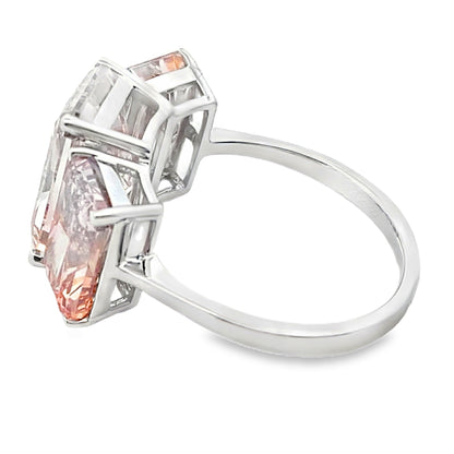 10.00ct Lab Grown Diamond 3 Stone Ring 14KT White Gold Bids.com
