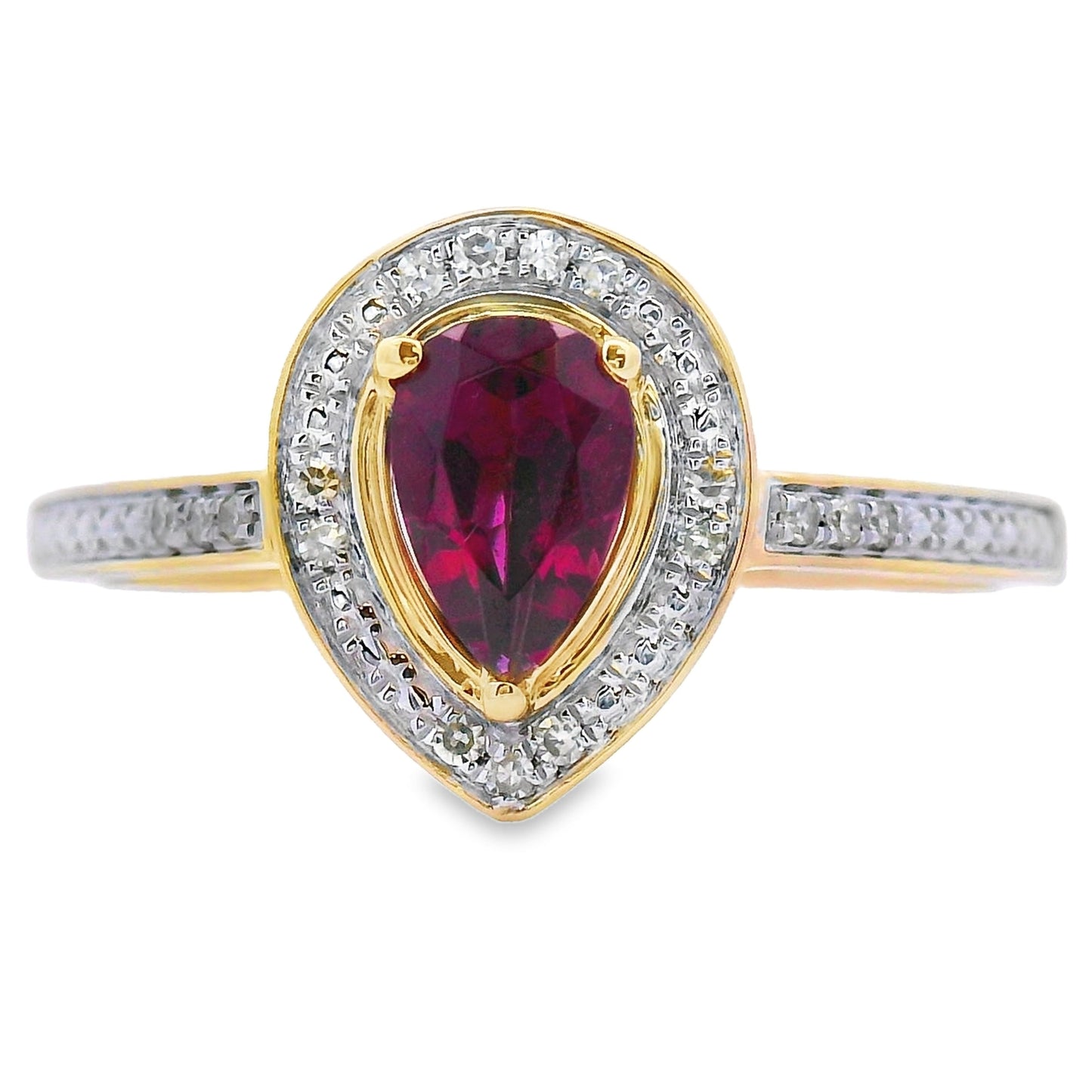 Genuine .56ct Garnet Diamond Ring 10KT Yellow Gold Bids.com