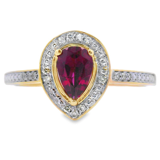 Genuine .56ct Garnet Diamond Ring 10KT Yellow Gold Bids.com