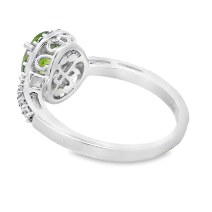 Natural Peridot Created Sapphire Ring Sterling Silver Bids.com