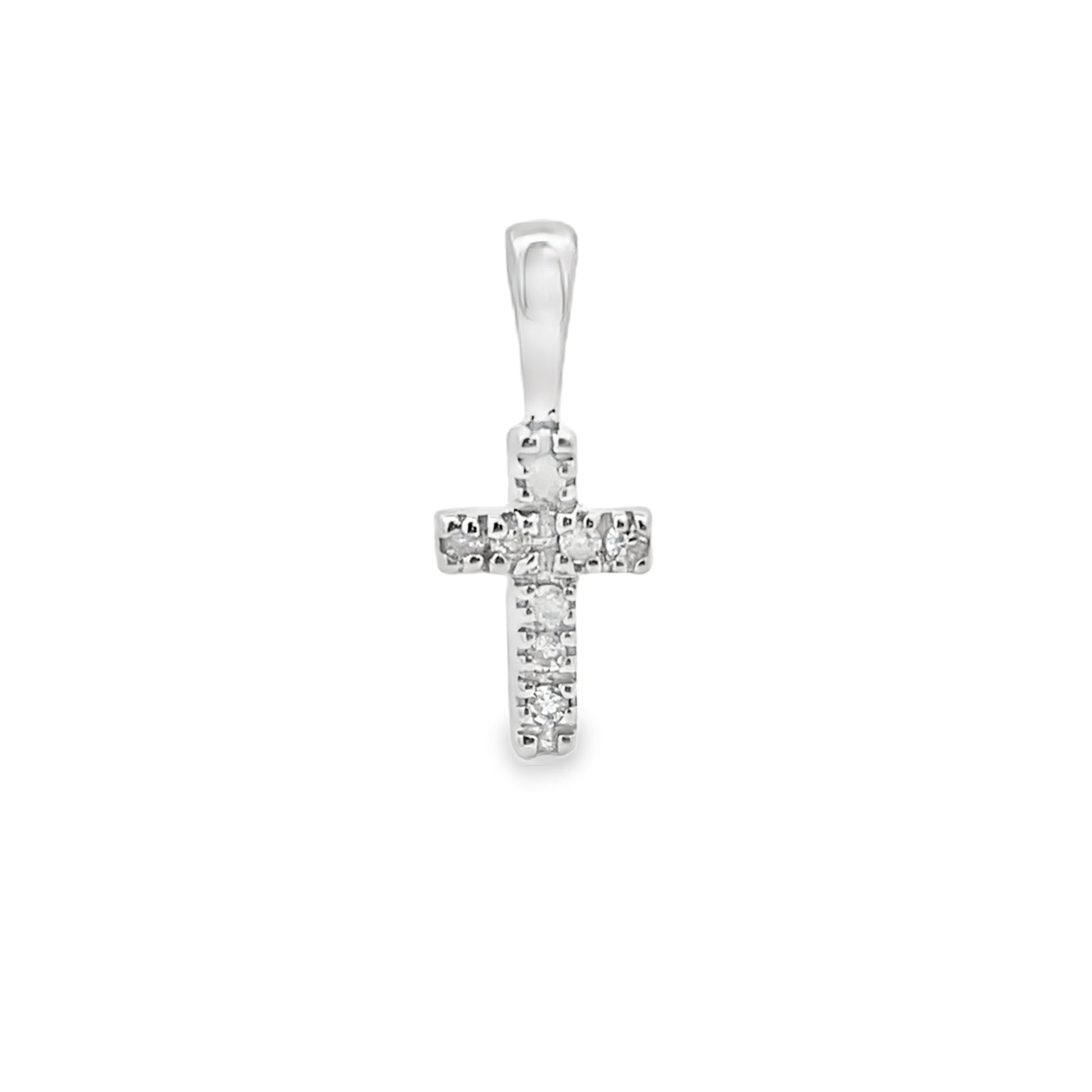 .03ct Diamond Cross Religious Pendant 10KT White Gold Bids.com