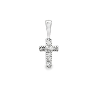 .03ct Diamond Cross Religious Pendant 10KT White Gold Bids.com
