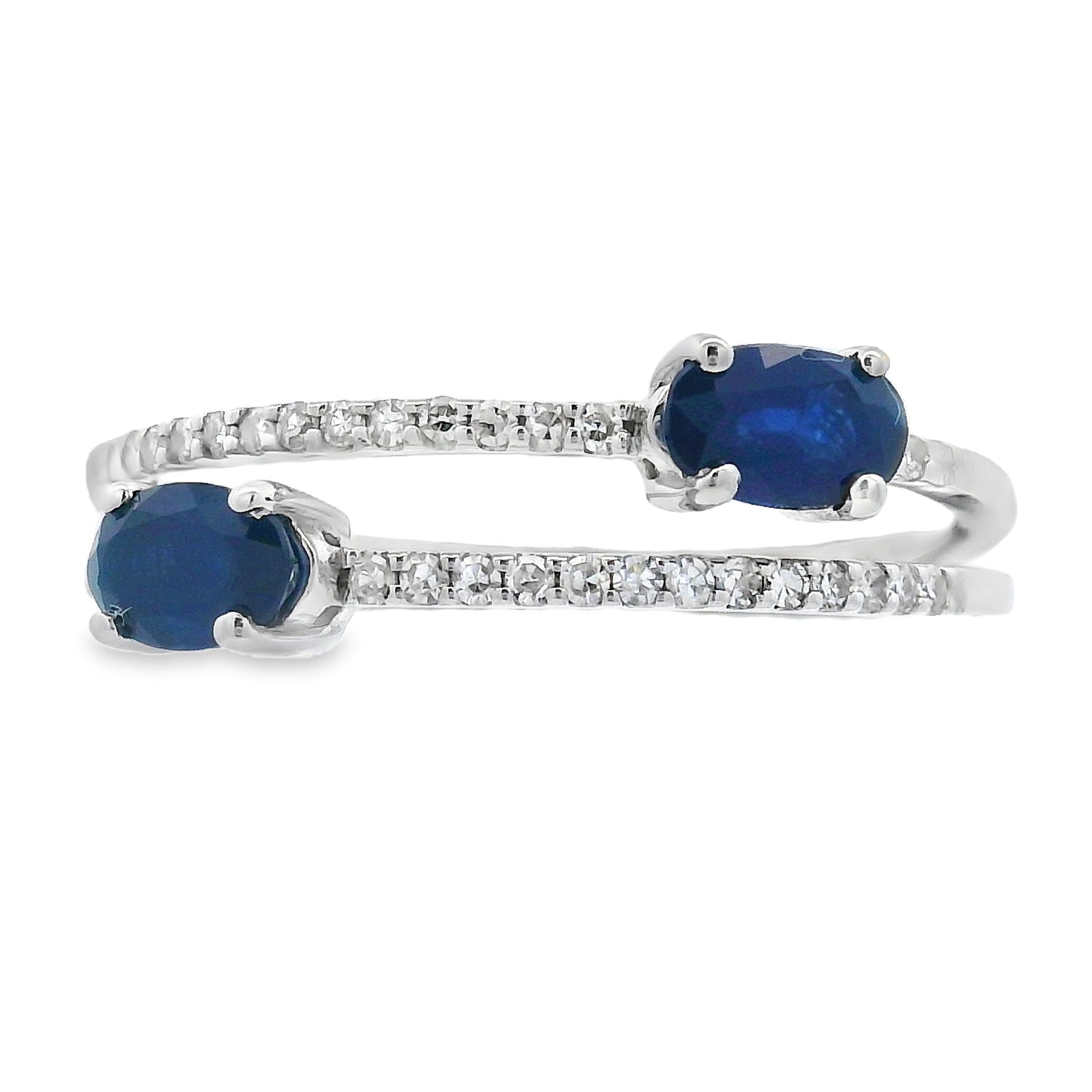 Natural .75ct Sapphire Diamond Ring 14KT White Gold Bids.com