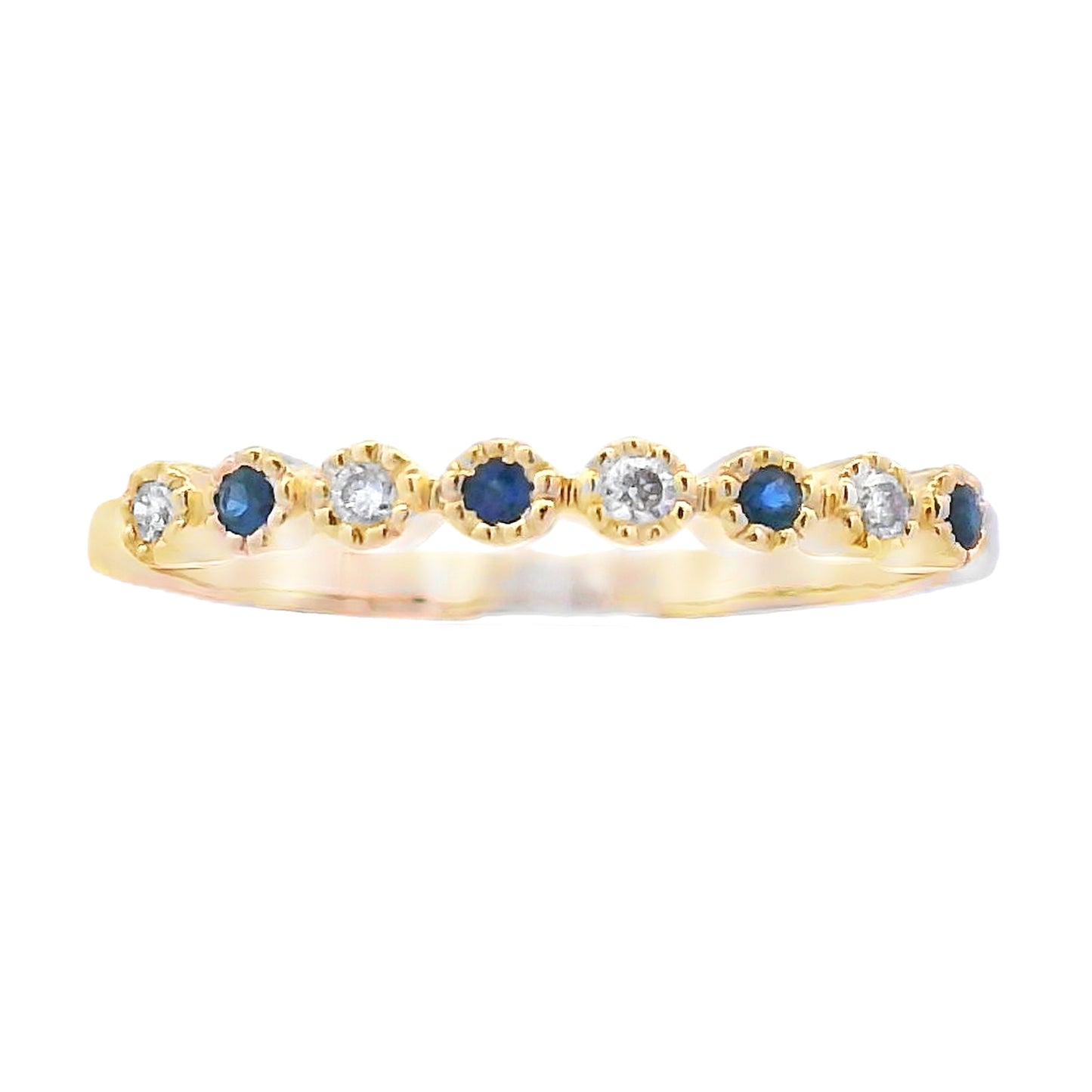 Sapphire Diamond stackable band set 14KT Yellow Gold Bids.com