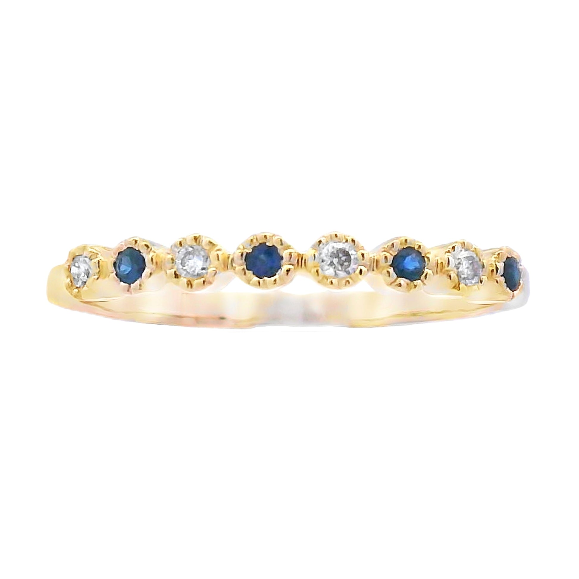 Sapphire Diamond stackable band set 14KT Yellow Gold Bids.com