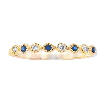 Sapphire Diamond stackable band set 14KT Yellow Gold Bids.com