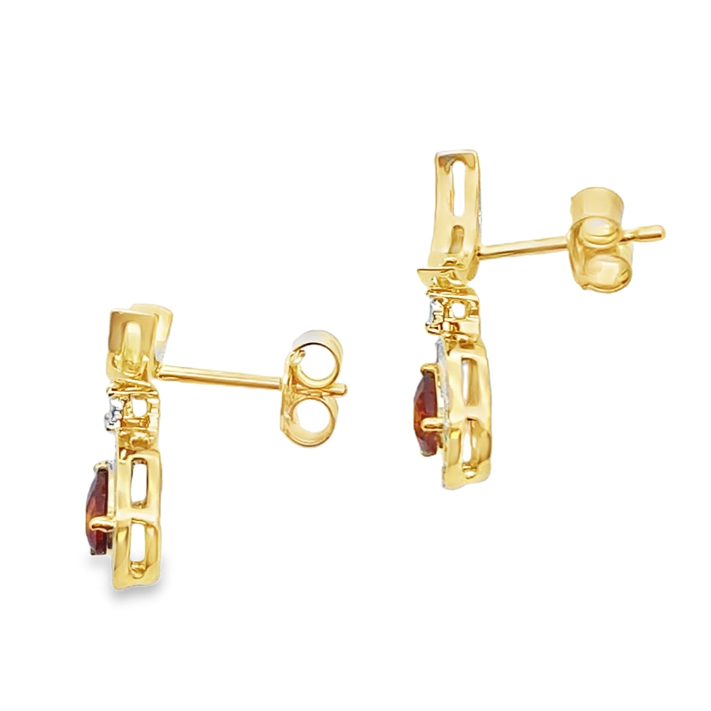 .62ct Garnet Diamond Dangle Earrings 10KT Yellow Gold Bids.com