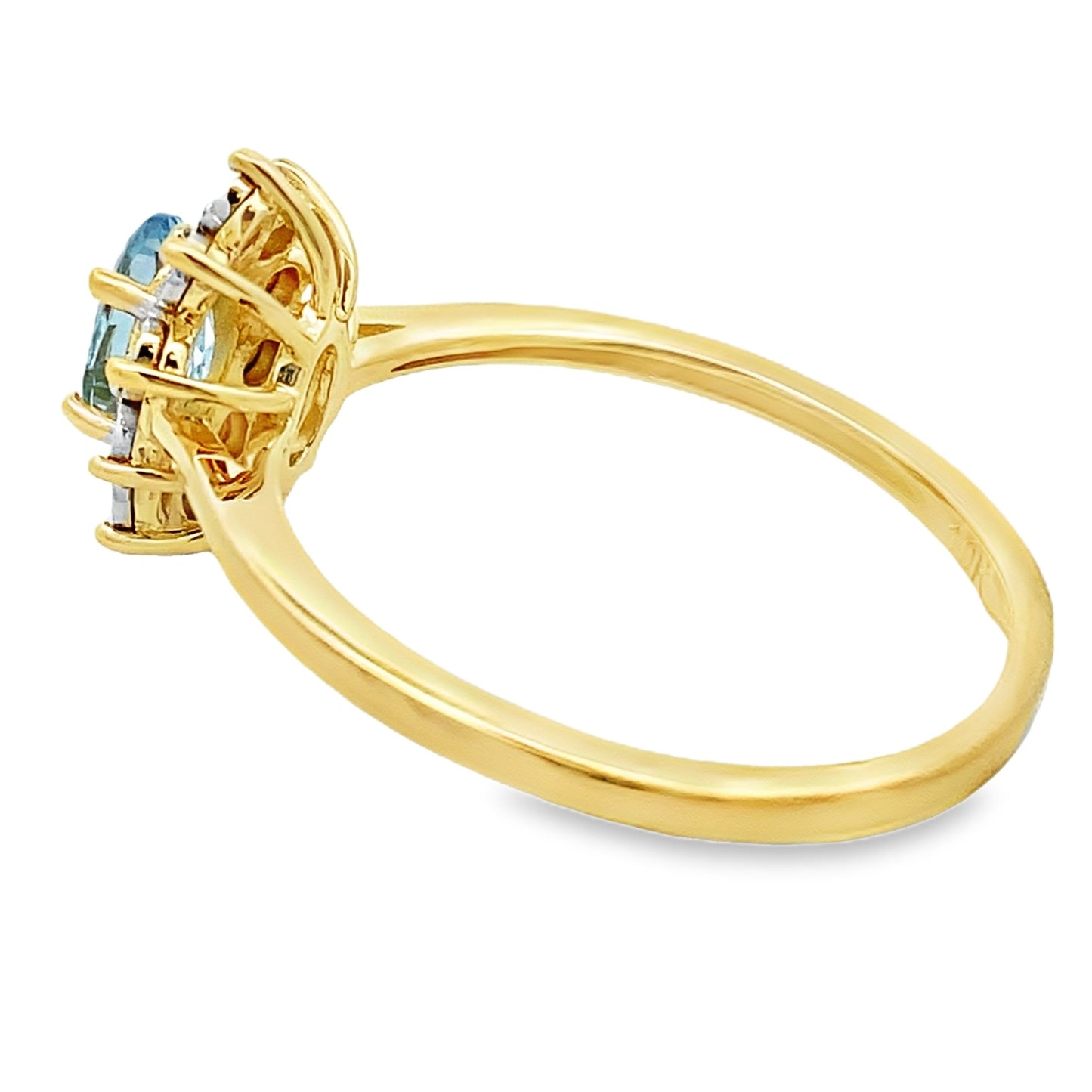 Genuine .43ct Aquamarine Diamond Ring 10KT Yellow Gold Bids.com