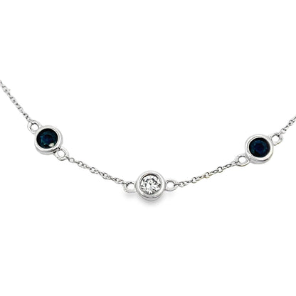 Natural .67ct Sapphire Diamond Bracelet 14KT White Gold Bids.com