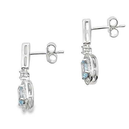 Aquamarine Diamond Dangle Earrings 10KT White Gold Bids.com
