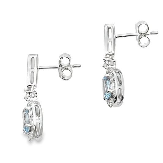 Aquamarine Diamond Dangle Earrings 10KT White Gold Bids.com