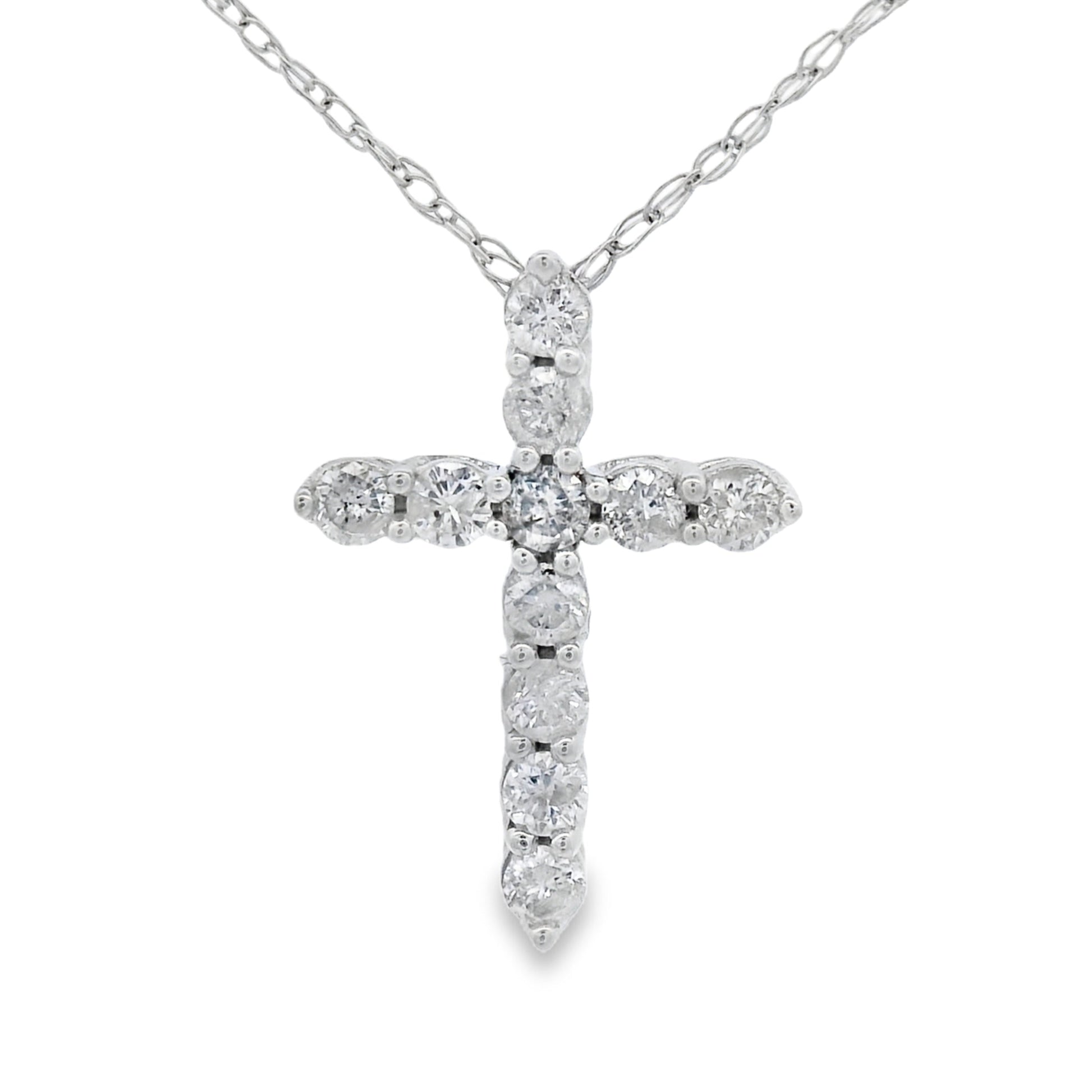 .19ct Diamond Cross Religious Pendant 14KT White Gold Bids.com