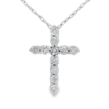 .19ct Diamond Cross Religious Pendant 14KT White Gold Bids.com