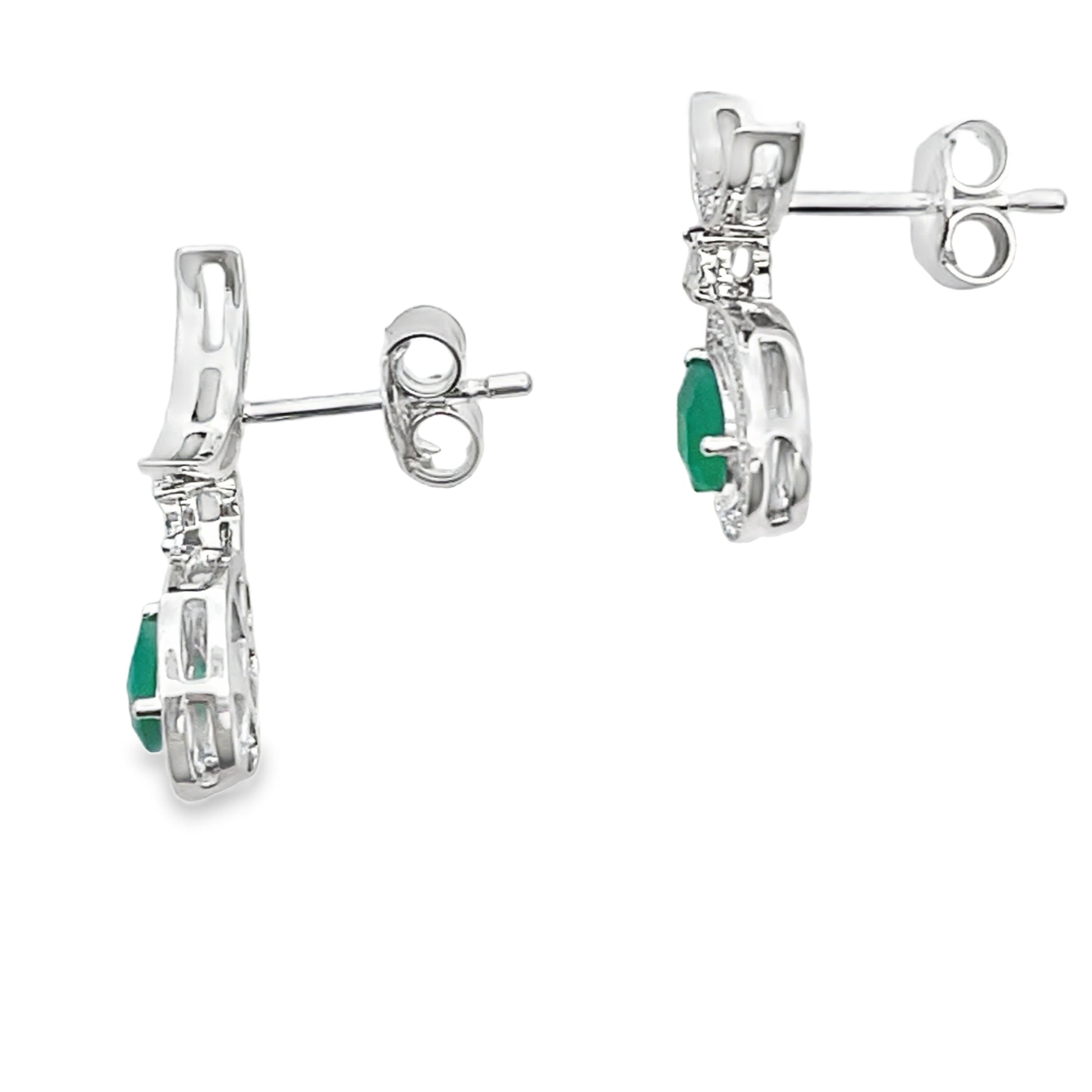 Chalcedony Diamond Dangle Earrings 10KT White Gold Bids.com