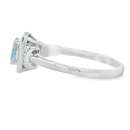 Genuine .45ct Aquamarine Diamond Ring 10KT White Gold Bids.com