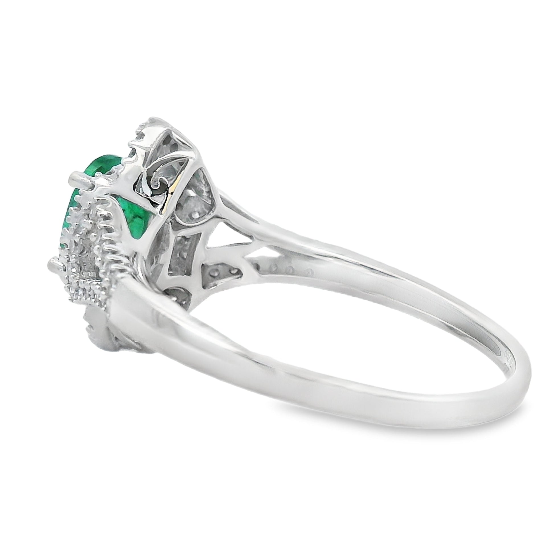 Genuine .94ct Emerald Diamond Ring 14KT White Gold Bids.com