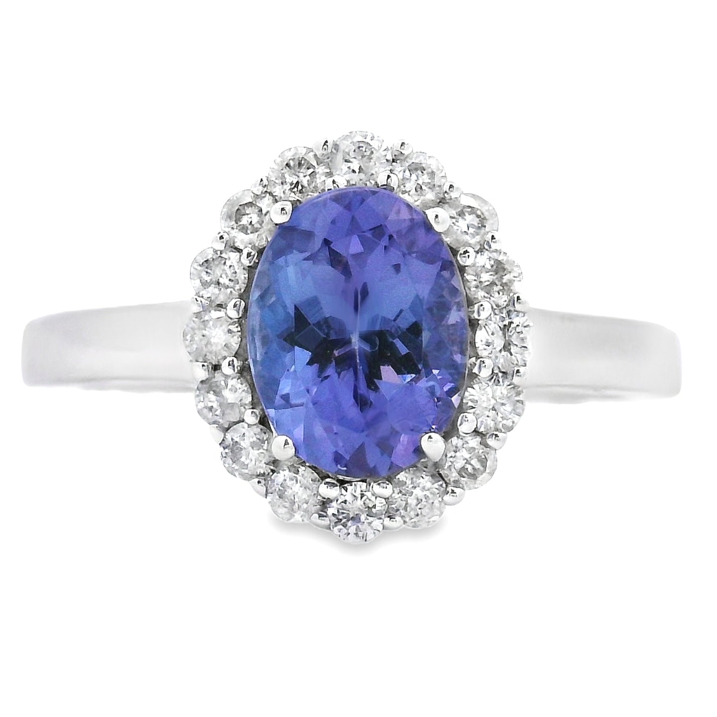 Genuine 1.55ct Tanzanite Diamond Ring 14KT White Gold Bids.com